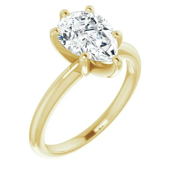 Pompeii 2Ct Pear Moissanite Solitaire Engagement Ring 14k White Yellow or Rose Gold