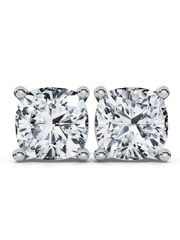 Pompeii 2Ct TW Cushion Cut Diamond Studs 14k White Gold (G,VS2-SI1)