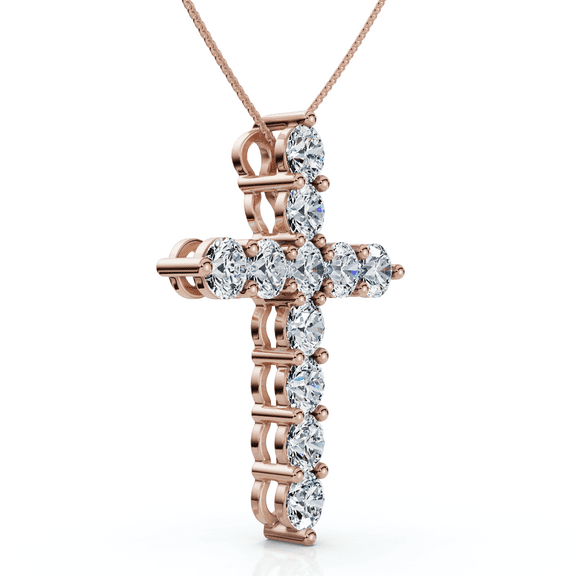 Pompeii 2Ct TW Diamond Cross Women's Necklace 14k Gold Lab Grown 1" Tall (G/H,VS1-VS2)