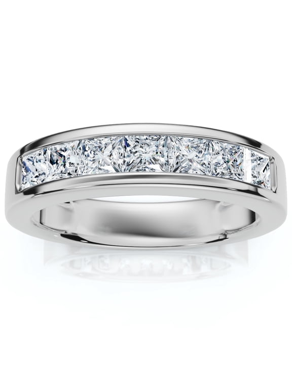 Pompeii 2Ct TW Men's Princess Cut Diamond Channel Set Wedding Ring Gold Lab Grown