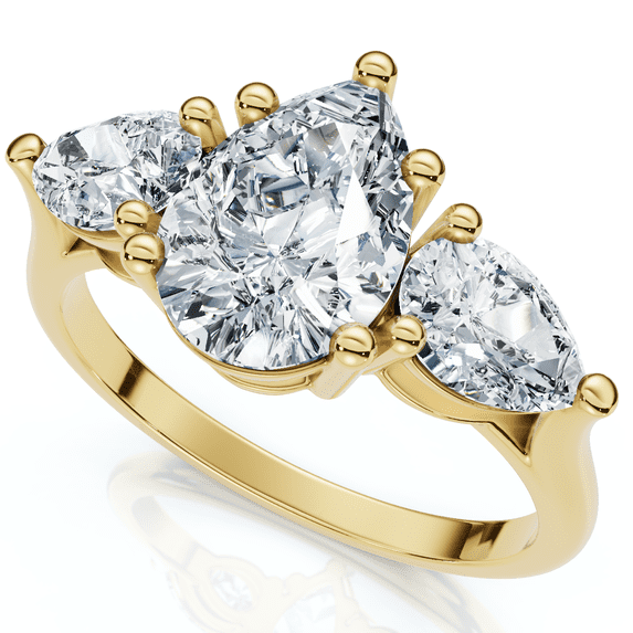 Pompeii 2Ct TW Pear Shape Three Stone Diamond Engagement Ring in 14k Gold Lab Grown