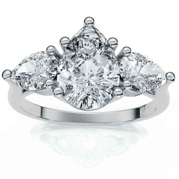 Pompeii 2Ct TW Pear Shape Three Stone Diamond Engagement Ring in 14k Gold Lab Grown