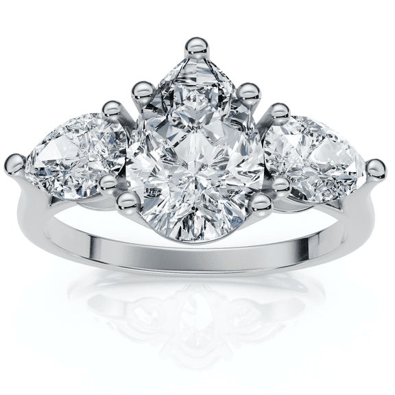 Pompeii 2Ct TW Pear Shape Three Stone Diamond Engagement Ring in 14k Gold Lab Grown