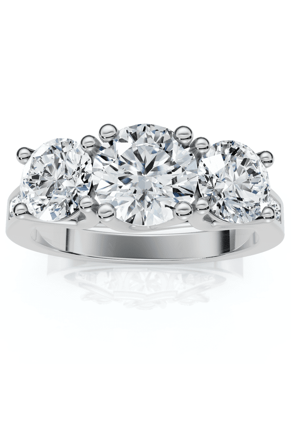 Pompeii 2Ct Three Stone Diamond Anniversary Engagement Ring 14k Gold or Pt Lab Grown