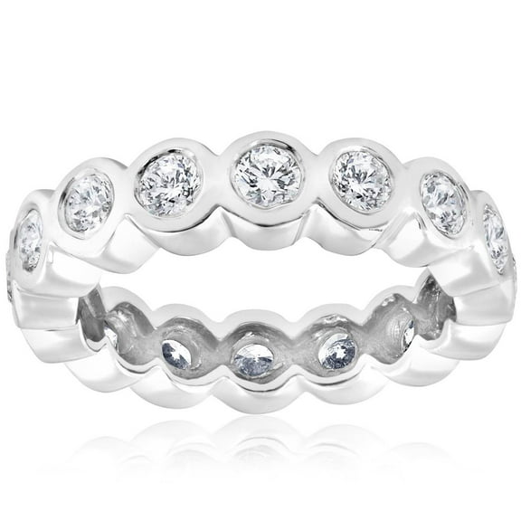 Pompeii 2ct Bezel Diamond Eternity Stackable Wedding Ring 14k White Gold (G/H,SI2-SI3)