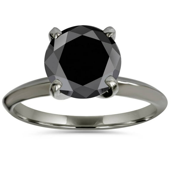 Pompeii 2ct Black Diamond Solitaire Engagement Ring 14K Black Gold (Black,)