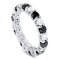 thumbnail image 1 of Pompeii 2ct Black & White Diamond Eternity Ring 14K White Gold U Shape Setting (G/H,SI2), 1 of 3