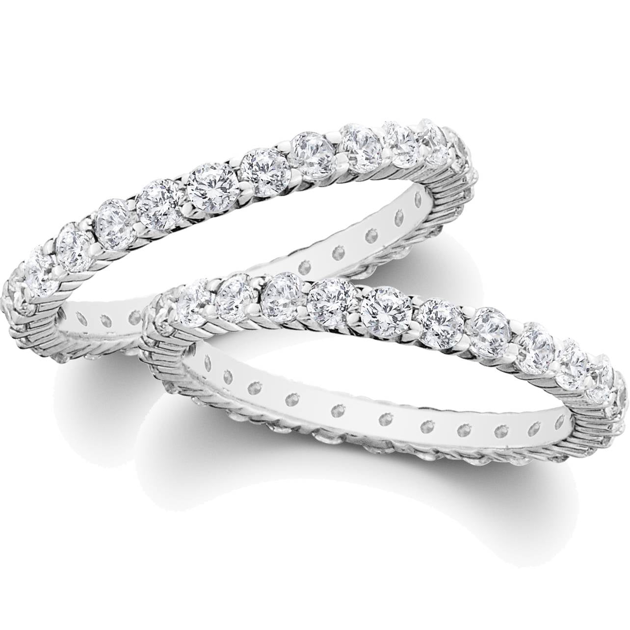 Pompeii 2ct Diamond Eternity Stackable Wedding Rings Set 14K White Gold ...