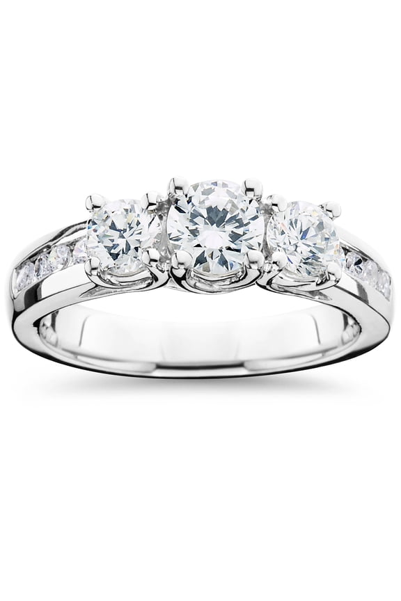 Pompeii 2ct Diamond Three Stone Ring 14K White Gold (H-I,I1)