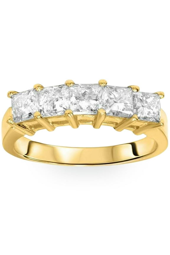 Pompeii 2ct HUGE Princess Cut Diamond Anniversary Gold Ring (H,I1)