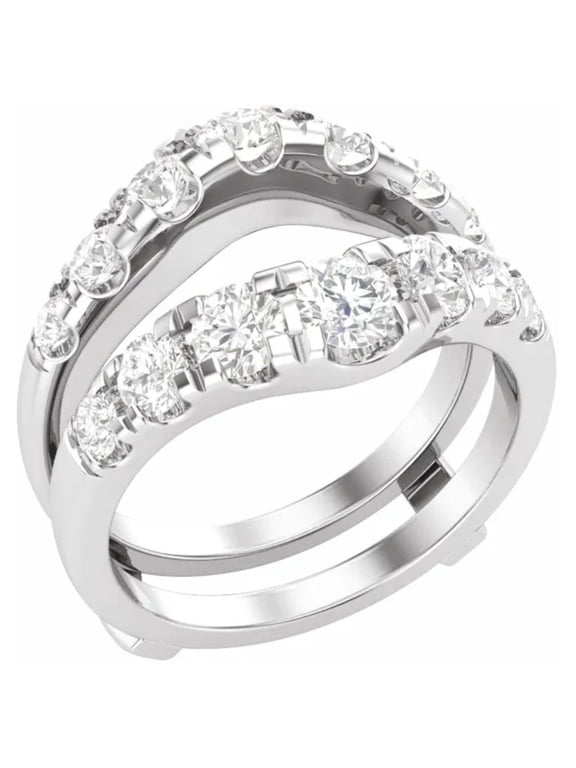 Pompeii 2ct TW Diamond Wedding Guard Band Insert Engagement Ring 14k Gold Lab Grown