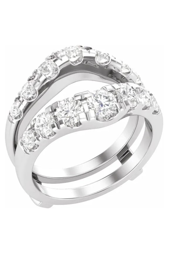 Pompeii 2ct TW Diamond Wedding Guard Band Insert Engagement Ring 14k Gold Lab Grown