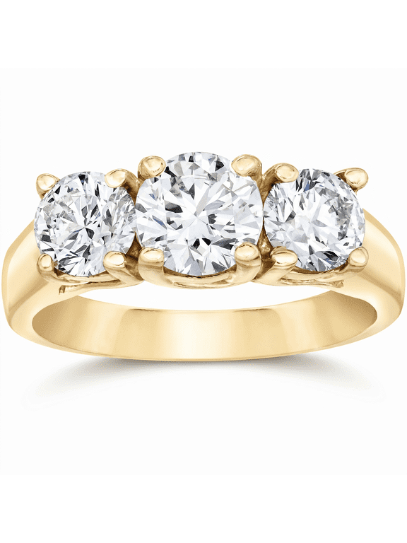 Pompeii 2ct Three Stone Diamond Engagement 14K Yellow Gold Ring (H,VS)