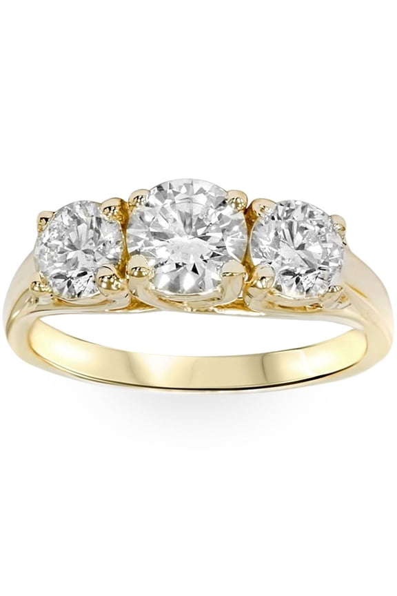 Pompeii 2ct Three Stone Diamond Engagement Ring 14K Yellow Gold ((G-H),SI(1)-SI(2))