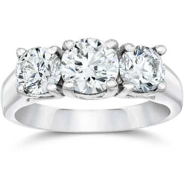 Pompeii 2ct Three Stone Lab Grown Diamond Engagement Ring 14K White Gold (H,VS)