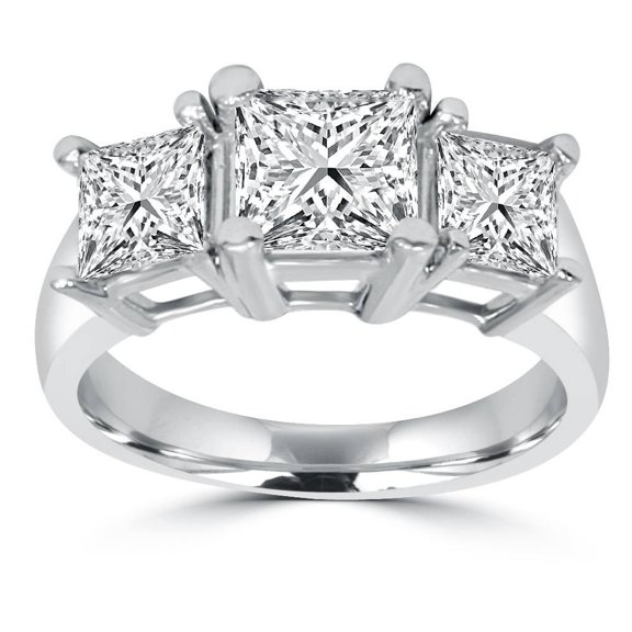 Pompeii 2ct Three Stone Princess Cut Diamond Engagement Ring 14K Gold Lab Grown (GH,VS)