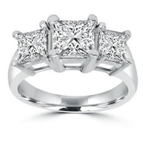 Pompeii 2ct Three Stone Princess Cut Diamond Engagement Ring 14K Gold Lab Grown (GH,VS)