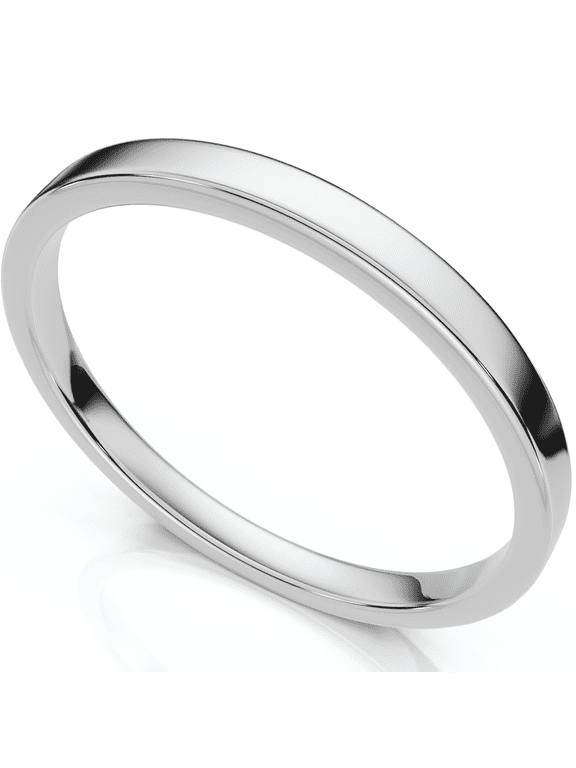Pompeii 2mm Flat 14K White Gold Stacker Wedding Guard Ring Band (,)