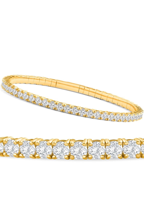 Pompeii 3.00-7 1/2Ct TW Flexible Diamond Bangle Tennis Bracelet Lab Grown 14k Gold