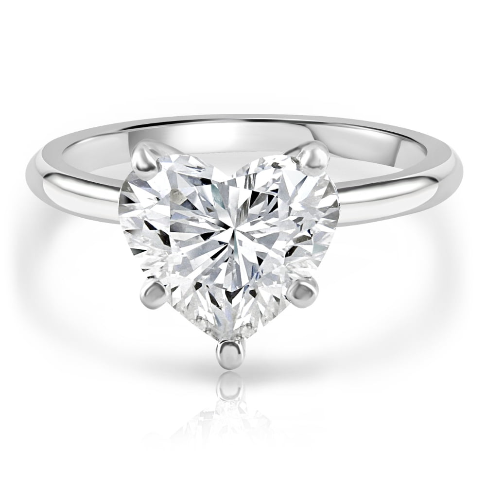POMPEII3 Pompeii 3Ct White Gold Certified Lab Grown Heart Cut Diamond Engagement Ring (G/VS2)
