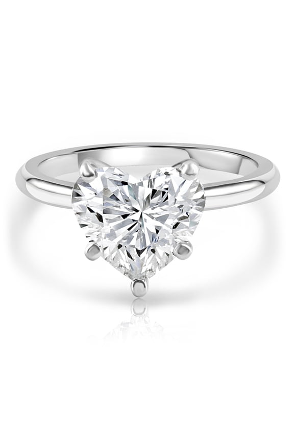 Pompeii 3Ct White Gold Certified Lab Grown Heart Cut Diamond Engagement Ring (G/VS2)