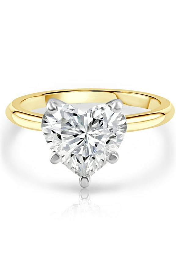 Pompeii 3Ct 14k Gold Certified Lab Grown Heart Cut Diamond Engagement Ring (GH,VS2-SI1)