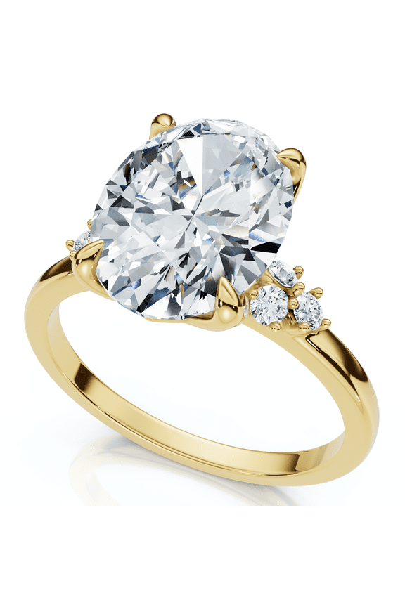 Pompeii 3 1/10Ct Oval Carlie Diamond Engagement Ring 14k Gold or Platinum Lab Grown