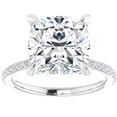 thumbnail image 1 of Pompeii 3 1/2 Cushion Moissanite and Diamond Engagement Ring 14k White Gold (G/H,SI1-SI2), 1 of 4