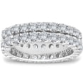 thumbnail image 1 of Pompeii 3 1/2 ct Diamond Double Row Eternity Ring Womens Wedding Band 14k White Gold, 1 of 6