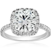 POMPEII3 Pompeii 3 1/2Ct Diamond Cushion Halo Engagement Ring 14k White Gold Lab Grown (GH,VS1-VS2)