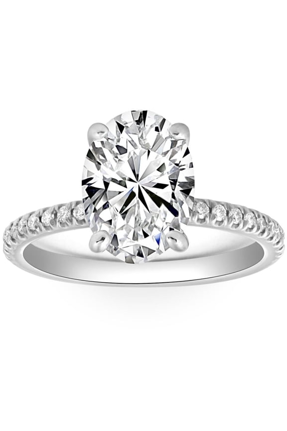 Pompeii 3 1/2Ct Oval Diamond Engagement Accent Ring 14k White Gold Lab Grown (G/H,VS2)