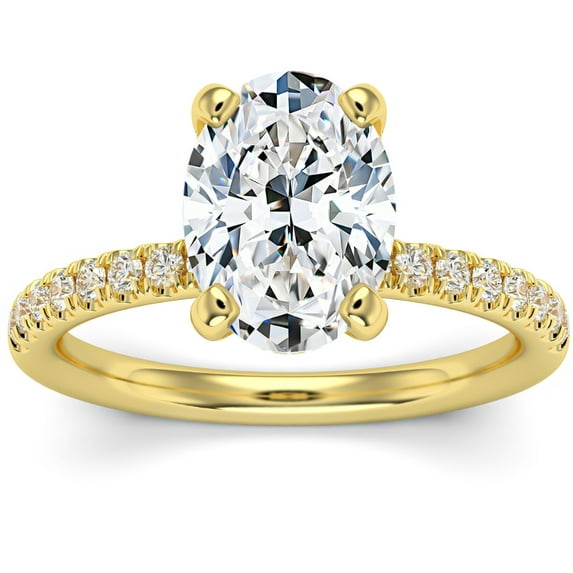 Pompeii 3 1/2Ct Oval Diamond Engagement Ring Lab Grown in 14k Gold Hidden Halo (G/H,VS1)