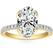 POMPEII3 Pompeii 3 1/2Ct Oval Diamond Mia Engagement Ring in White Yellow, or Rose Gold Lab Grown