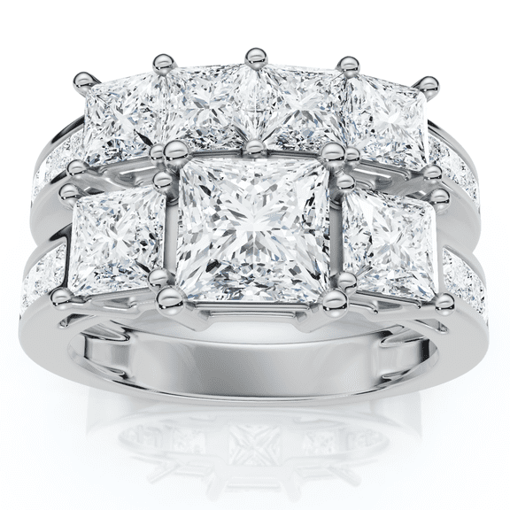 Pompeii 3 1/2Ct Princess Cut Diamond Engagement Ring Set 14k Gold or Platinum Lab Grown