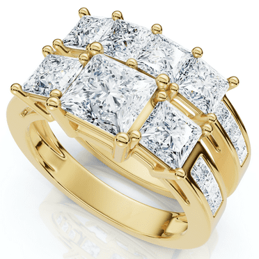 Pompeii 3 1/2Ct Princess Cut Diamond Engagement Ring Set 14k Gold or Platinum Lab Grown