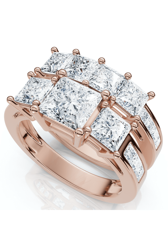 Pompeii 3 1/2Ct Princess Cut Diamond Engagement Ring Set 14k Gold or Platinum Lab Grown