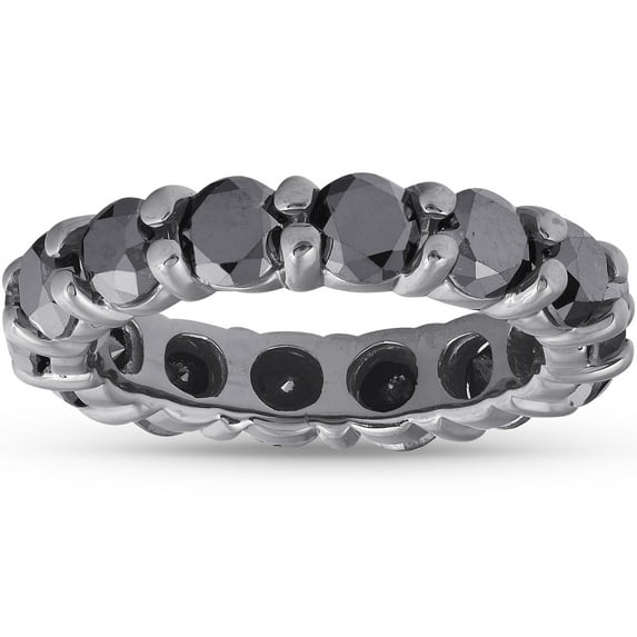 Pompeii 3 1/2ct Black Diamond Black Gold Eternity Stackable Ring (Black,AAA)