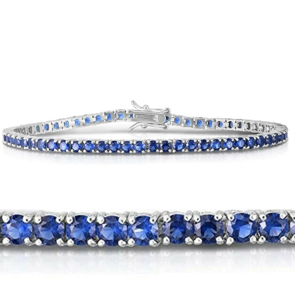 POMPEII3 Pompeii 3 1/2ct Blue Sapphire Tennis Bracelet 14k White Gold 7" (,)
