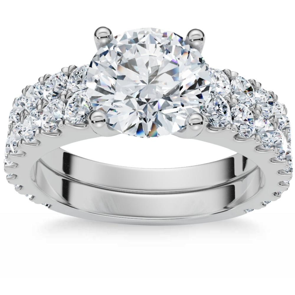 Pompeii 3 1 2ct Diamond Engagement Wedding Ring Set 14K White Gold Lab Grown GH VS2