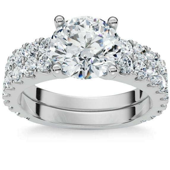 Pompeii 3 1/2ct Diamond Engagement Wedding Ring Set 14K White Gold Lab Grown (GH,VS2)