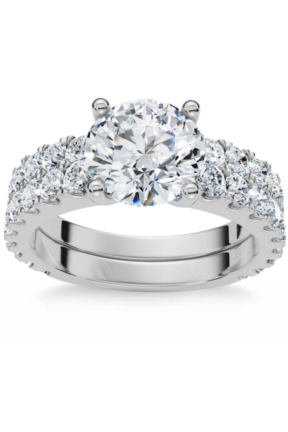 Pompeii 3 1/2ct Diamond Engagement Wedding Ring Set 14K White Gold Lab Grown (GH,VS2)