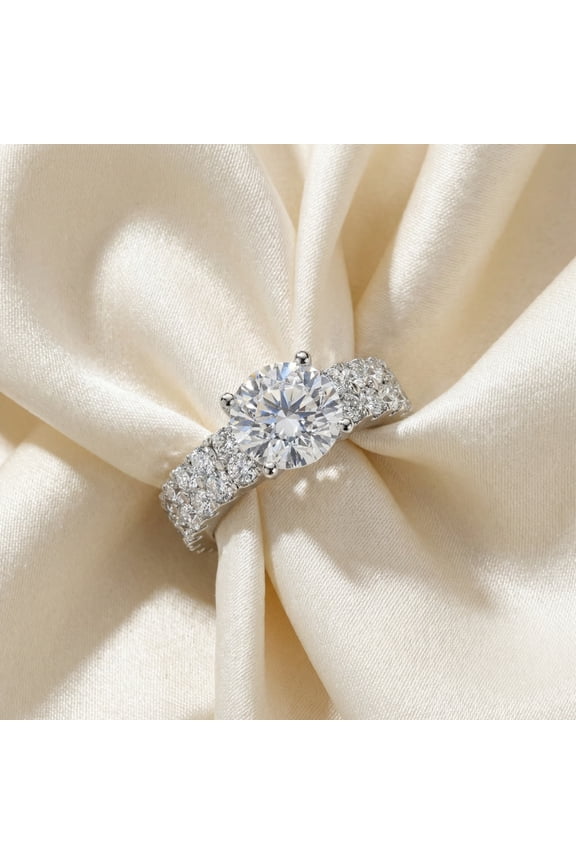 Pompeii 3 1/2ct Diamond Engagement Wedding Ring Set 14K White Gold Lab Grown (GH,VS2)