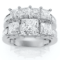 thumbnail image 1 of Pompeii 3 1/2ct Princess Cut Diamond Engagement Ring Wedding Set 14K White Gold (G/H,I1), 1 of 5