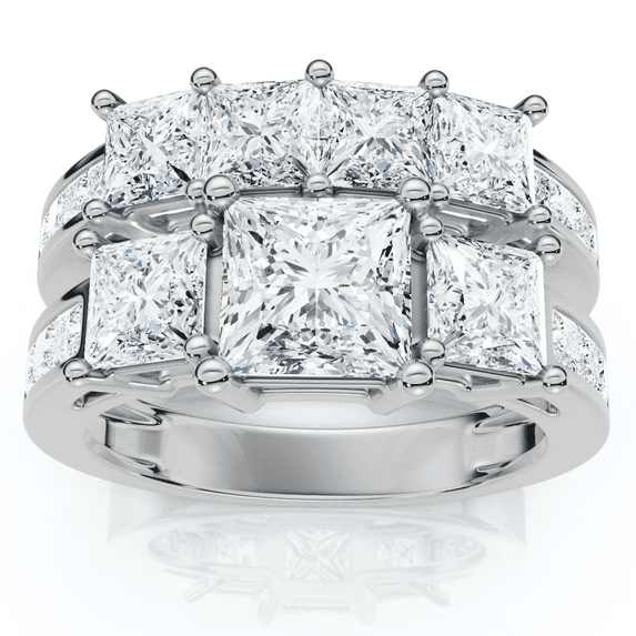 Pompeii 3 1/2ct Princess Cut Diamond Engagement Ring Wedding Set 14K White Gold (G/H,I1)
