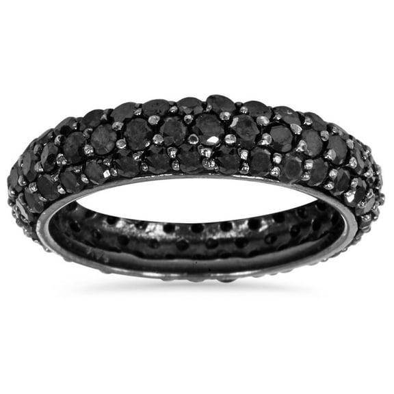 Pompeii 3 1/3ct Black Diamond Pave Eternity Wedding Ring (Black,AAA)