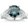 thumbnail image 1 of Pompeii 3 1/4Ct TW Blue & White Vintage Diamond Engagement Ring Lab Grown 10k White Gold, 1 of 2
