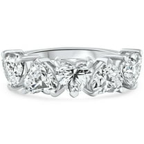 Pompeii 3 3/4Ct Heart Shape Diamond Five Stone Wedding Ring 14k Gold Lab Grown