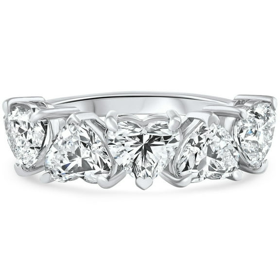 Pompeii 3 3/4Ct Heart Shape Diamond Five Stone Wedding Ring 14k Gold Lab Grown