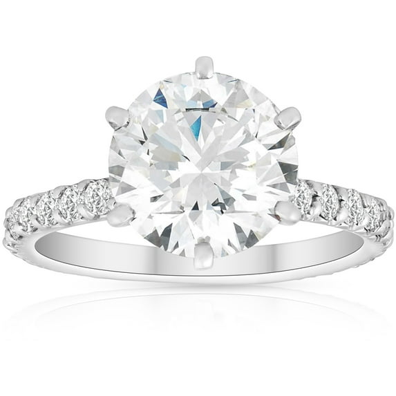 Pompeii 3 3/4Ct Lab Grown Diamond Engagement Ring 14k White Gold (G/H,VS2-SI1)