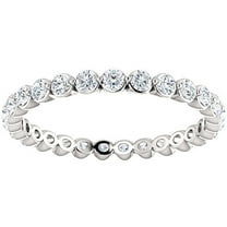 Pompeii 3/4 Ct Diamond Single Prong Eternity Ring Wedding Stackable Band 10k White Gold
